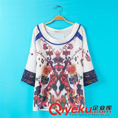 14夏新款 歐美專柜同款氣質(zhì)優(yōu)雅疊層垂性上衣雪紡衫A59-3206