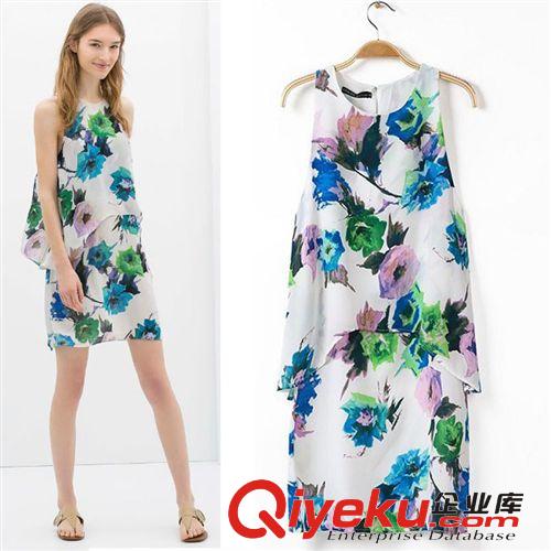 2014夏季女裝批發(fā)歐美新款gd連衣裙純色時(shí)尚百褶打底連衣短裙