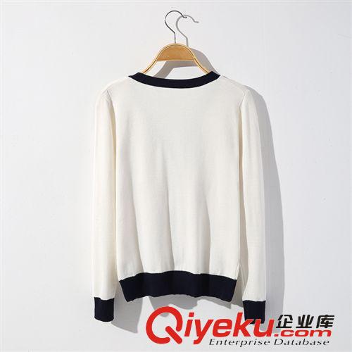 韓版時(shí)尚秋裝新款簡(jiǎn)約V字領(lǐng)櫻桃圖案印花女式針織衫 S191