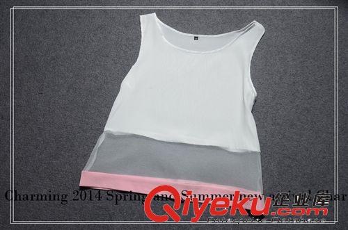 歐洲站dp2014 粉色寬松上衣 背心 白色蕾絲小腳褲三件套gc2388原始圖片3