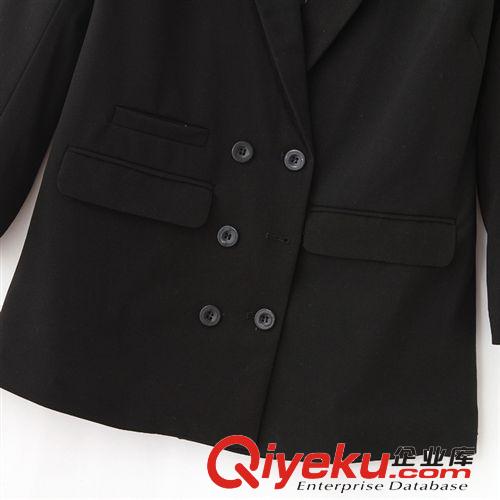 2012春秋新款歐美雙排扣西裝中長款修身外套小西服原始圖片3