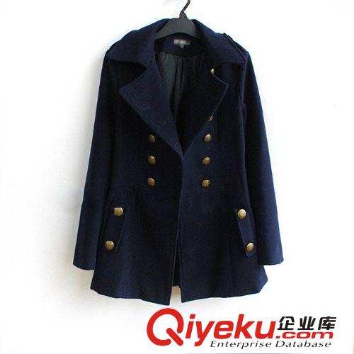 ASOS 嗆口小辣椒歐美軍裝風(fēng)肩章雙排扣翻領(lǐng)修身中長款毛呢大衣原始圖片2