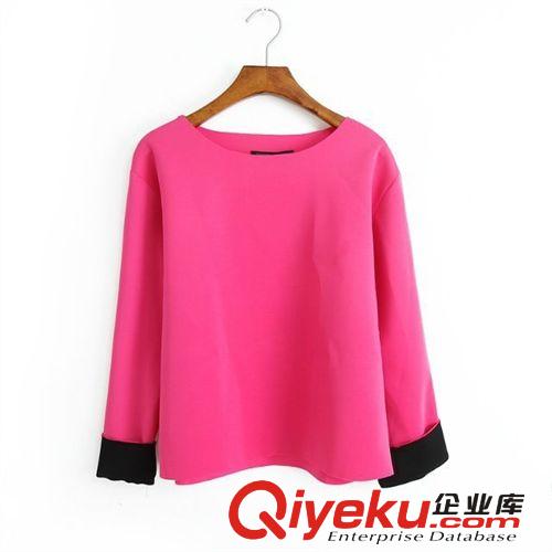 T820春裝新款歐美長(zhǎng)袖圓領(lǐng)糖果色女式T恤原始圖片2