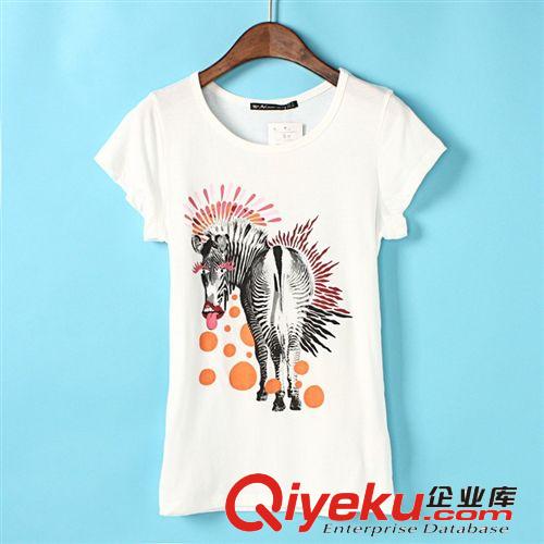 G198春裝新款歐美短袖圓領(lǐng)閃亮斑馬圖案女式T恤原始圖片3