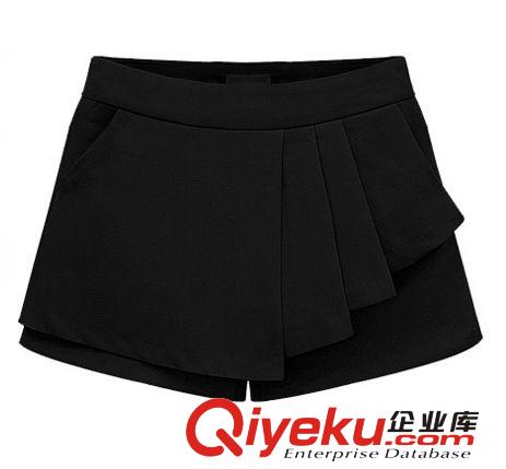 2014 歐美女裝夏季新款批發(fā) 休閑荷葉邊假兩件 百搭顯瘦短褲裙褲原始圖片3
