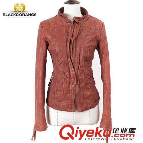 女式zp皮衣 韓版長(zhǎng)袖修身 新款皮衣韓國(guó)黑橙  兩色可選支持混批原始圖片2