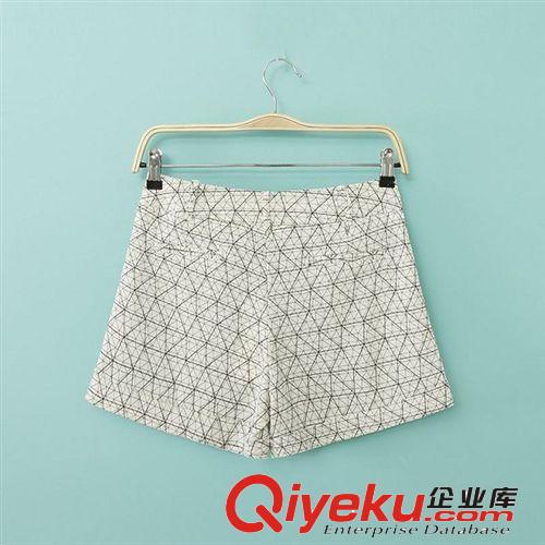 蘇顏2014時(shí)尚歐洲站經(jīng)典潮流夏款格紋簡(jiǎn)約短褲品牌女裝批發(fā)原始圖片2