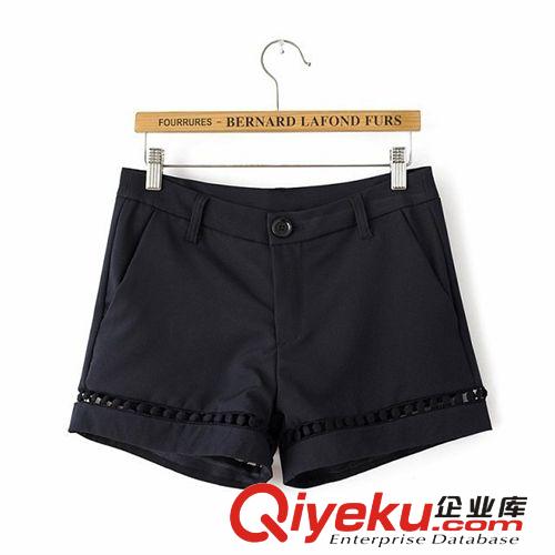 2014春裝新款歐美風典雅千鳥格拼接顯瘦短褲 女士百搭打底休閑褲