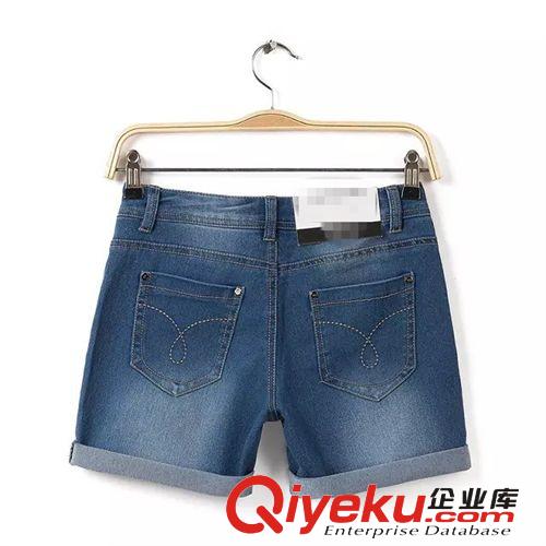 歐美2014外貿跟單時尚品牌超氣質修身顯瘦卷邊女式牛仔短褲批發原始圖片2