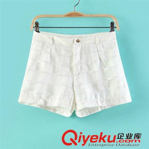 蘇顏2014韓版夏裝新品 時尚百搭純色經典格子短褲女裝品牌批發原始圖片2
