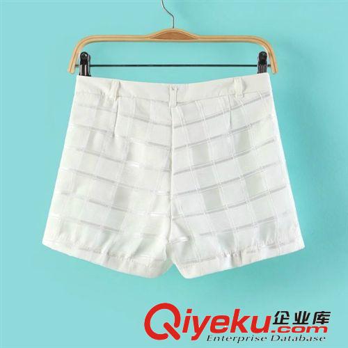 蘇顏2014韓版夏裝新品 時尚百搭純色經典格子短褲女裝品牌批發原始圖片3