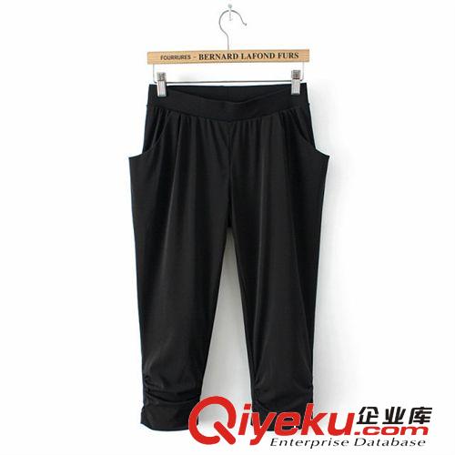 蘇顏2014歐洲站夏裝新品七分褲氣質(zhì)OL修身雪紡品牌哈倫褲女裝批發(fā)