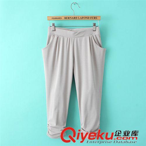 蘇顏2014歐洲站夏裝新品七分褲氣質(zhì)OL修身雪紡品牌哈倫褲女裝批發(fā)