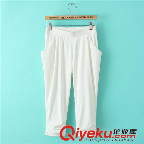 蘇顏2014歐洲站夏裝新品七分褲氣質(zhì)OL修身雪紡品牌哈倫褲女裝批發(fā)
