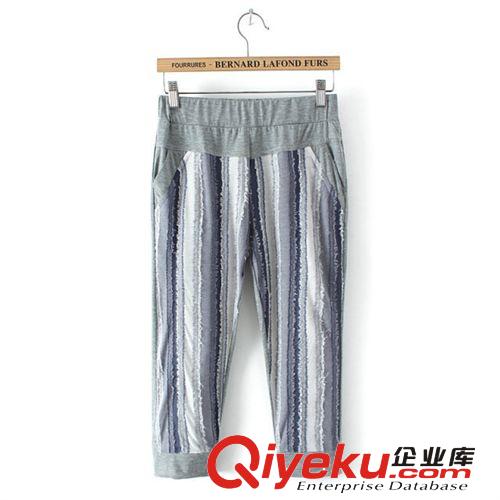 2014時尚歐洲站夏季品質(zhì)女裝修身顯瘦磨破簡約七分褲 女褲批發(fā)