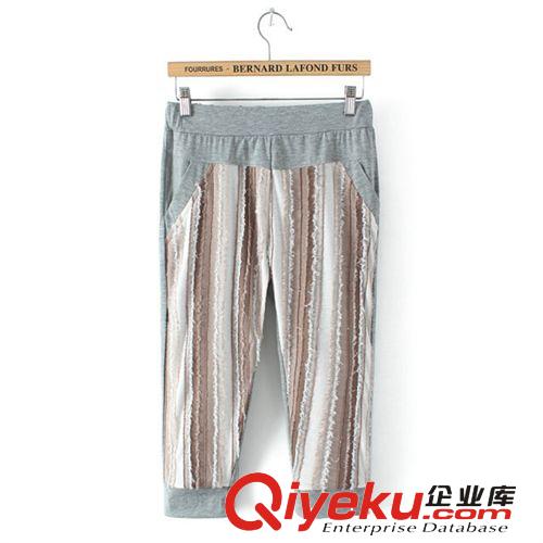 2014時尚歐洲站夏季品質(zhì)女裝修身顯瘦磨破簡約七分褲 女褲批發(fā)