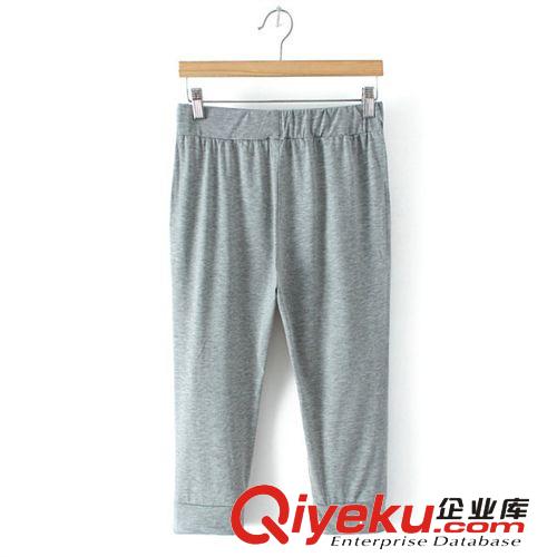 2014時尚歐洲站夏季品質(zhì)女裝修身顯瘦磨破簡約七分褲 女褲批發(fā)