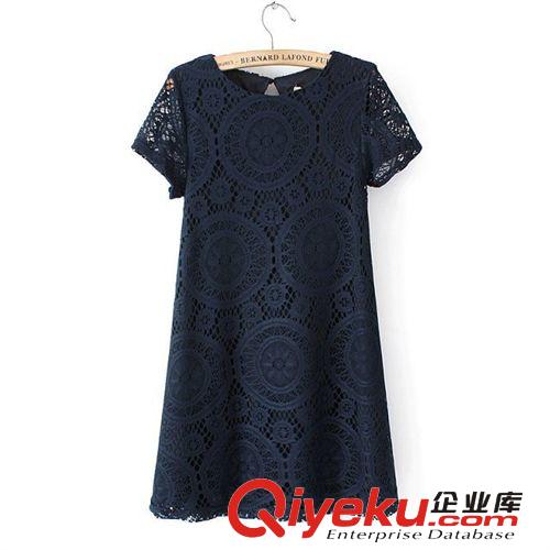 歐洲站爆款2014新款品牌女裝外貿(mào)批發(fā)蕾絲連衣裙 短袖寬松女裙