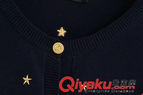 suyan2014女裝新款韓版品牌五角星刺繡圓領(lǐng)氣質(zhì)女外套毛衣批發(fā)原始圖片3