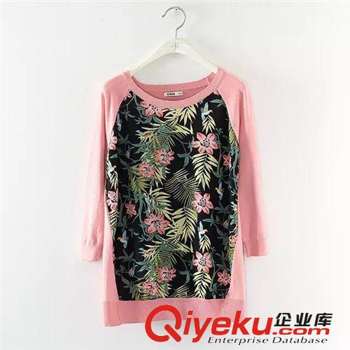 蘇顏2014歐美秋季新款時(shí)尚百草花卉修身套頭打底衫女式針織衫批發(fā)