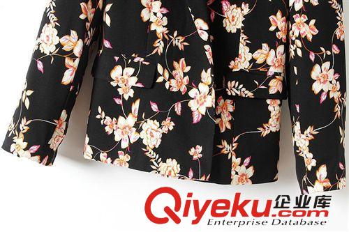 蘇顏女裝 2014秋季新款復(fù)古修身小西裝外套 印花品牌小西服女批發(fā)