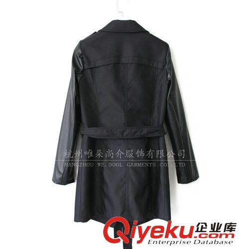 韓國出口原單 拼PU袖子經(jīng)典款式風衣
