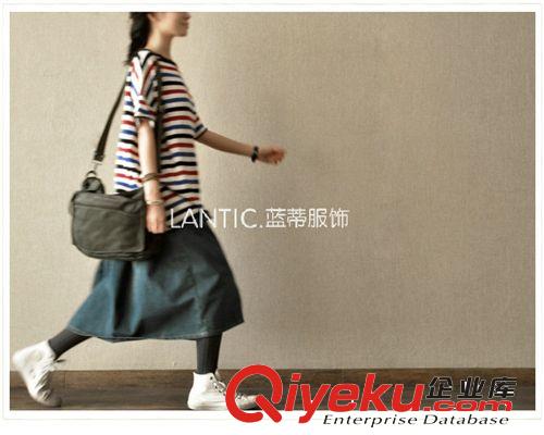 強(qiáng)烈推薦！高品質(zhì) 純棉線彩色條紋短袖寬松胯肩T恤
