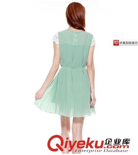 本心2014當季夏款褶皺薄荷綠清爽飄逸雪紡連衣裙寬松原始圖片3