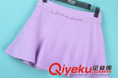 071!2014當(dāng)季夏款韓版淑女荷葉擺綠色紫色純色半身裙批發(fā)原始圖片2