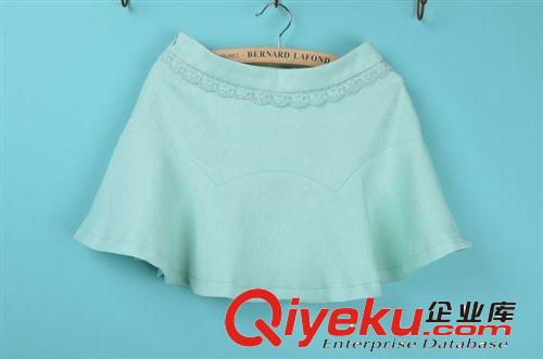 071!2014當(dāng)季夏款韓版淑女荷葉擺綠色紫色純色半身裙批發(fā)原始圖片3