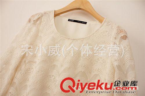 2014春裝新款 復(fù)古睫毛蕾絲套頭七分袖蕾絲衫襯衫女