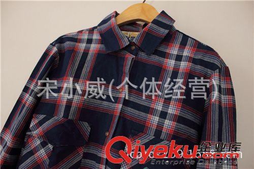 外貿(mào)原單批發(fā) 西班牙品牌格子全棉加厚長(zhǎng)袖襯衫襯衣女 SYD782