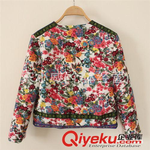 2014秋裝新款 外貿(mào)原單女裝批發(fā) 英國印花夾克外套棉衣女原始圖片2