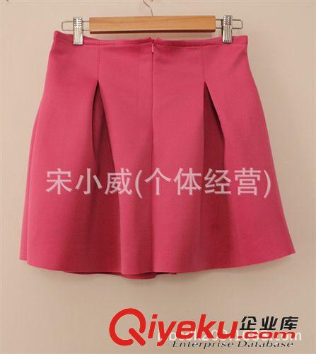 女裝批發(fā) 2014春季韓國東大門同款彈力褶皺復(fù)古花苞半身裙 短裙女