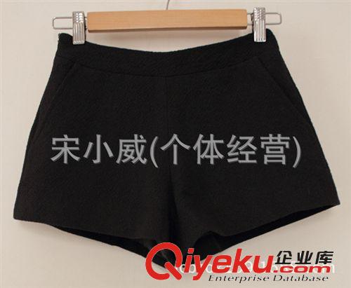 外貿(mào)原單批發(fā) 歐美風(fēng)復(fù)古口袋顯瘦中腰闊腿休閑短褲女原始圖片3