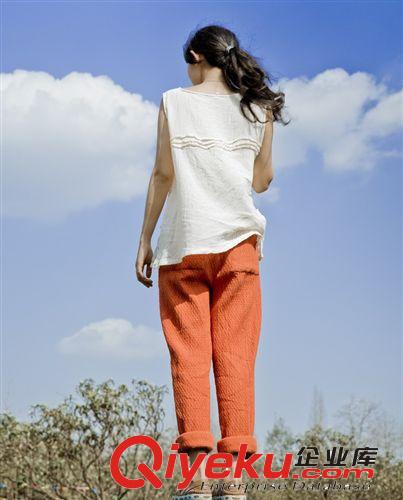 2013 壹念原創(chuàng) 秋冬文藝提花雙層棉女式盤扣休閑直筒修身長(zhǎng)褲 厚