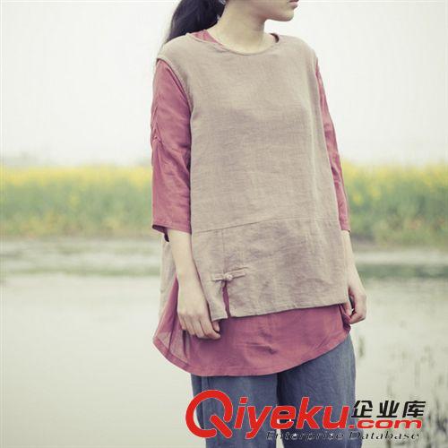 壹念原創(chuàng) 女式苧麻手工盤扣文藝舒適透氣背心批發(fā)