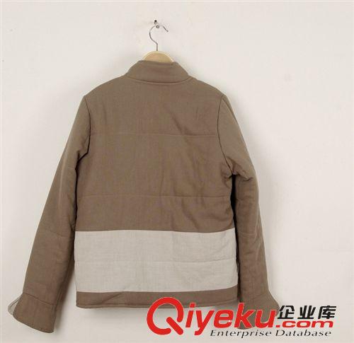 壹念原創 女式絲棉內膽立領拼色冬季棉衣服外套 復古風格原始圖片3