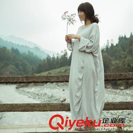 壹念原創(chuàng) 秋裝新款女式竹節(jié)棉麻復古寬松長袖開衫 女士中長外套