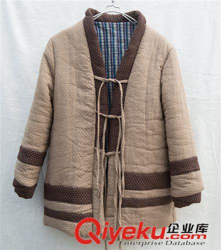 2013 壹念原創(chuàng) 女式女士冬裝拼色百搭復(fù)古中長系帶門襟棉衣棉服