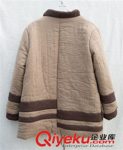 2013 壹念原創(chuàng) 女式女士冬裝拼色百搭復(fù)古中長系帶門襟棉衣棉服