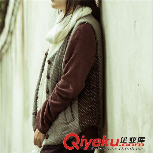 2013 壹念原創 女式女士冬裝V領文藝百搭修身棉背心棉服
