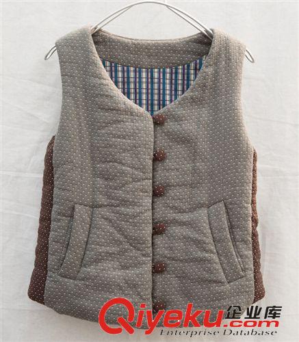 2013 壹念原創 女式女士冬裝V領文藝百搭修身棉背心棉服