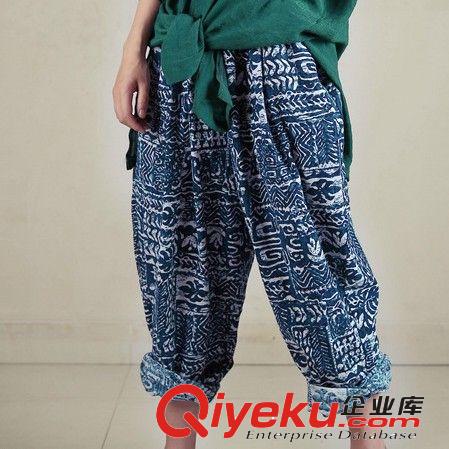 壹念原創 寬松水洗棉低檔休閑褲 文藝風格