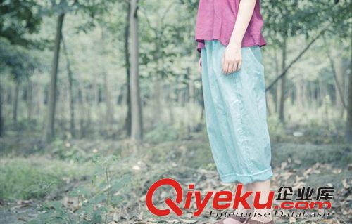 壹念原創 女式棉麻寬松文藝夏裝松緊腰九分褲褲女士休閑褲批發