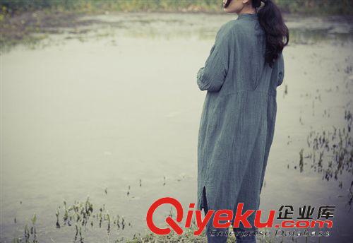 壹念春夏女士棉麻手工盤(pán)扣寬松長(zhǎng)袖女式加長(zhǎng)款女式開(kāi)衫防曬衣原始圖片2