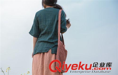 壹念原創(chuàng)設(shè)計 女士夏裝純棉寬松文藝百搭V領(lǐng)短袖套頭T恤