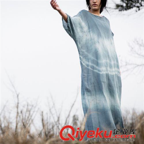壹念原創 女士棉麻針織袖超寬松文藝氣質手作套頭t恤