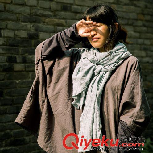 壹念原創 女洗水純棉手工繡花勾邊自然褶皺肌理感短袖連衣裙