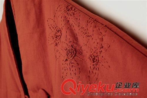 冬款壹念原創(chuàng) 女式棉麻高領(lǐng)手工刺繡中長(zhǎng)棉衣服外套批發(fā) 文藝復(fù)古